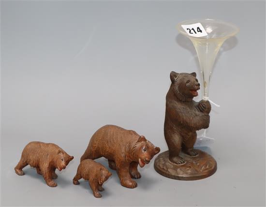 A Black Forest bear epergne and set of three other similar bears